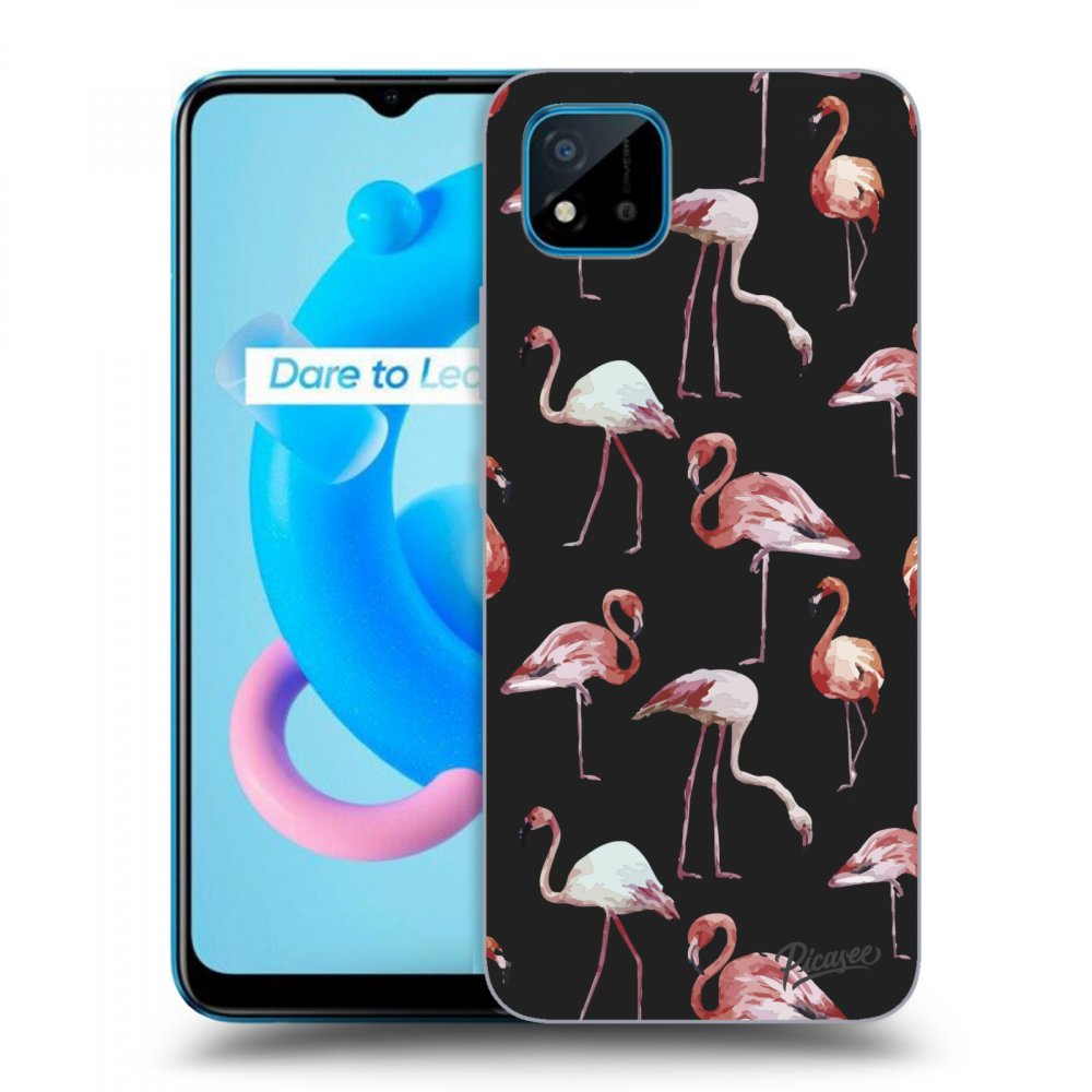 Picasee fekete szilikon tok az alábbi mobiltelefonokra Realme C11 (2021) - Flamingos