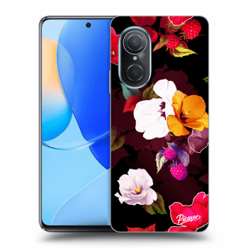 Picasee fekete szilikon tok az alábbi mobiltelefonokra Huawei Nova 9 SE - Flowers and Berries