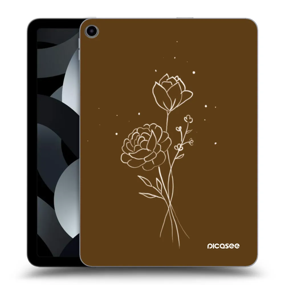 Picasee átlátszó szilikon tok az alábbi táblagépre Apple iPad Air 5 10.9" 2022 - Brown flowers