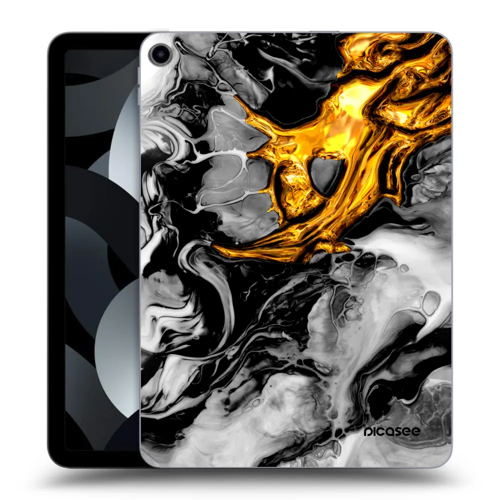 Picasee átlátszó szilikon tok az alábbi táblagépre Apple iPad Air 5 10.9" 2022 - Black Gold 2