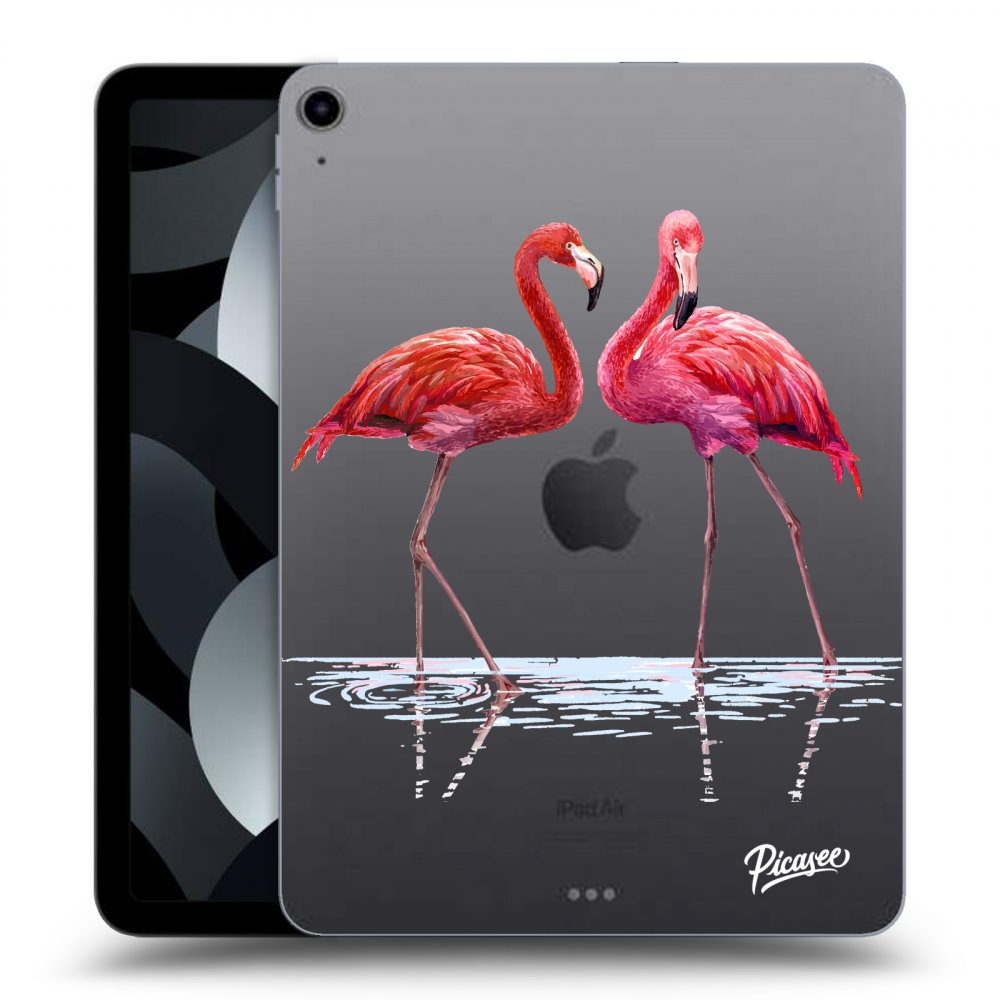 Picasee átlátszó szilikon tok az alábbi táblagépre Apple iPad Air 5 10.9" 2022 - Flamingos couple
