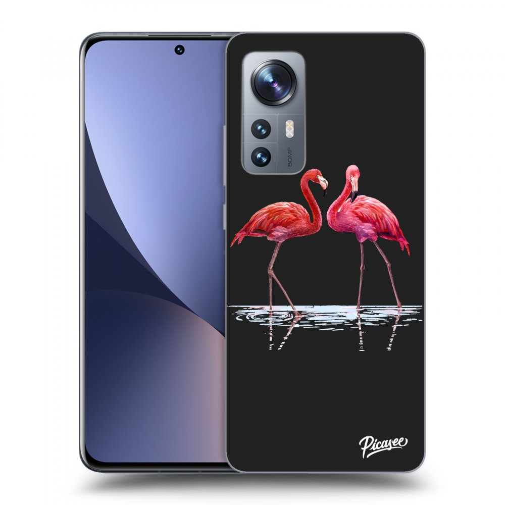 Picasee fekete szilikon tok az alábbi mobiltelefonokra Xiaomi 12 - Flamingos couple