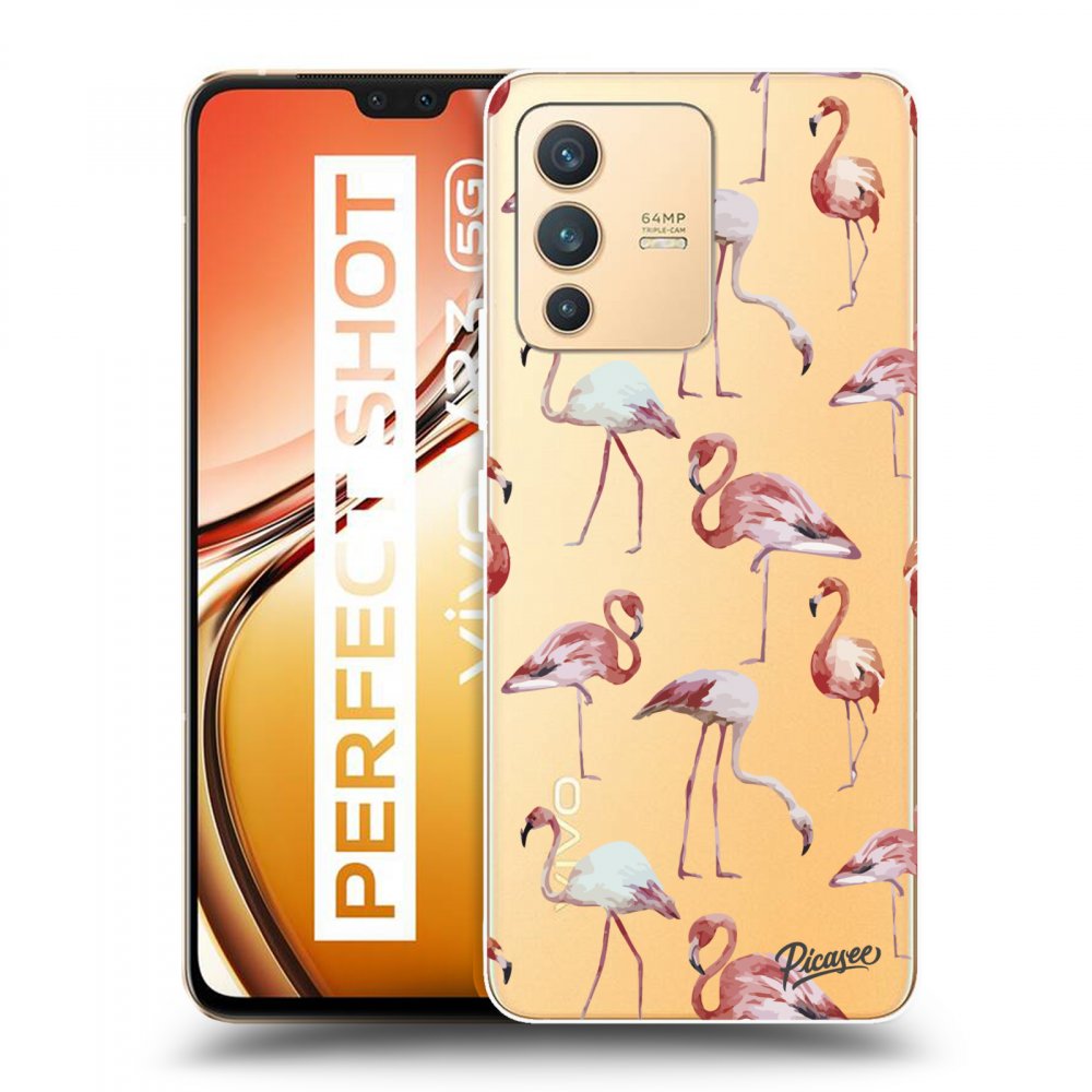 Picasee átlátszó szilikon tok az alábbi mobiltelefonokra Vivo V23 5G - Flamingos