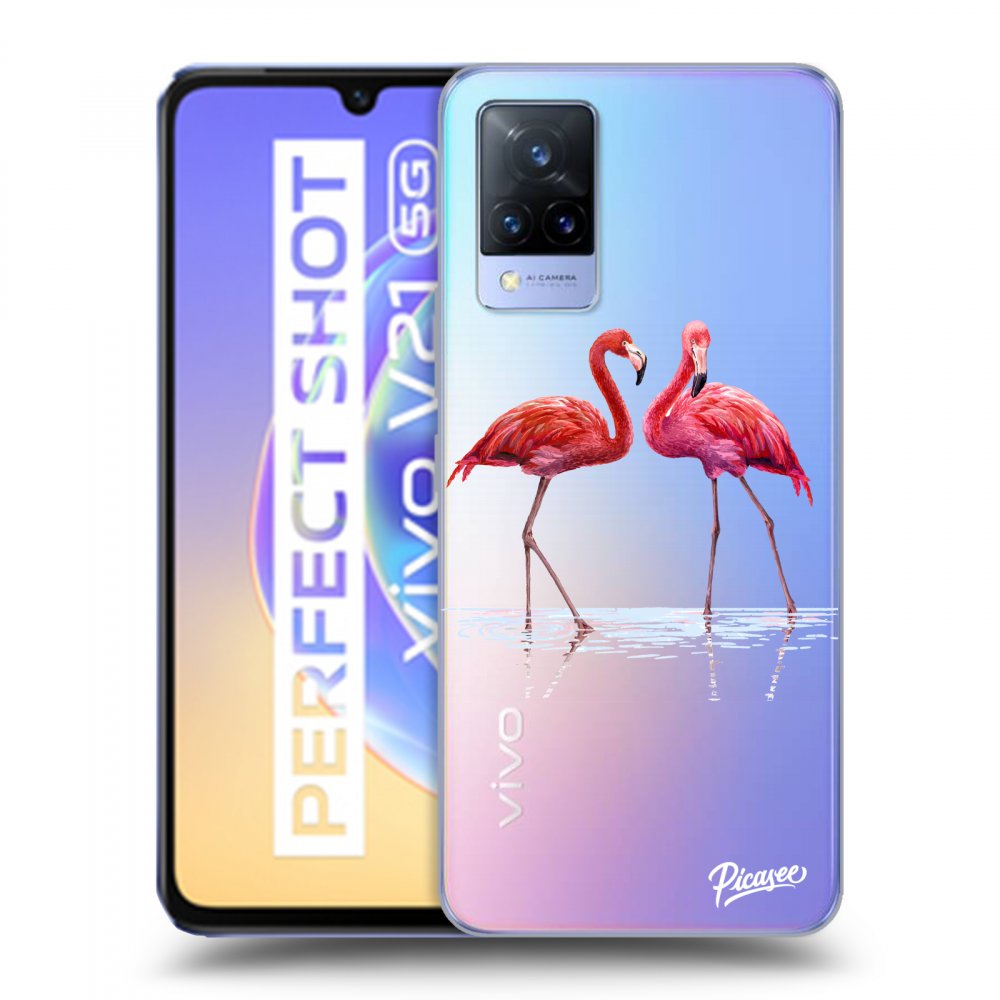 Picasee átlátszó szilikon tok az alábbi mobiltelefonokra Vivo V21 5G - Flamingos couple