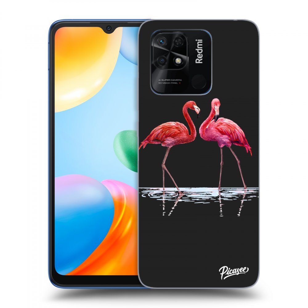 Picasee fekete szilikon tok az alábbi mobiltelefonokra Xiaomi Redmi 10C - Flamingos couple