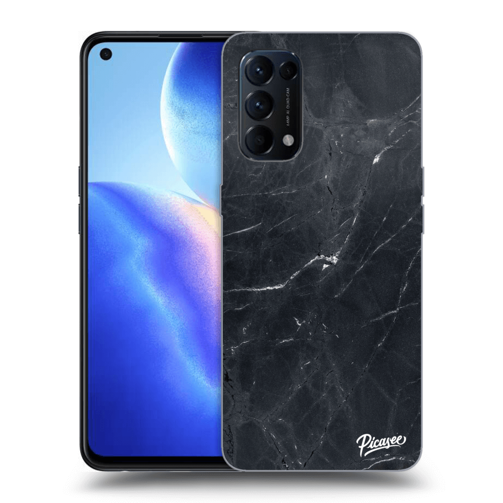 Picasee fekete szilikon tok az alábbi mobiltelefonokra OPPO Reno 5 5G - Black marble