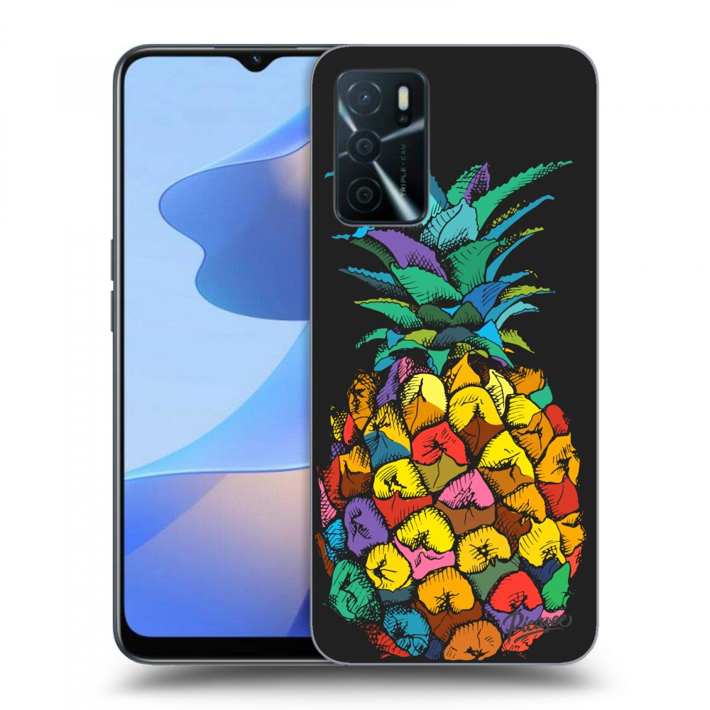 Picasee fekete szilikon tok az alábbi mobiltelefonokra OPPO A16 - Pineapple