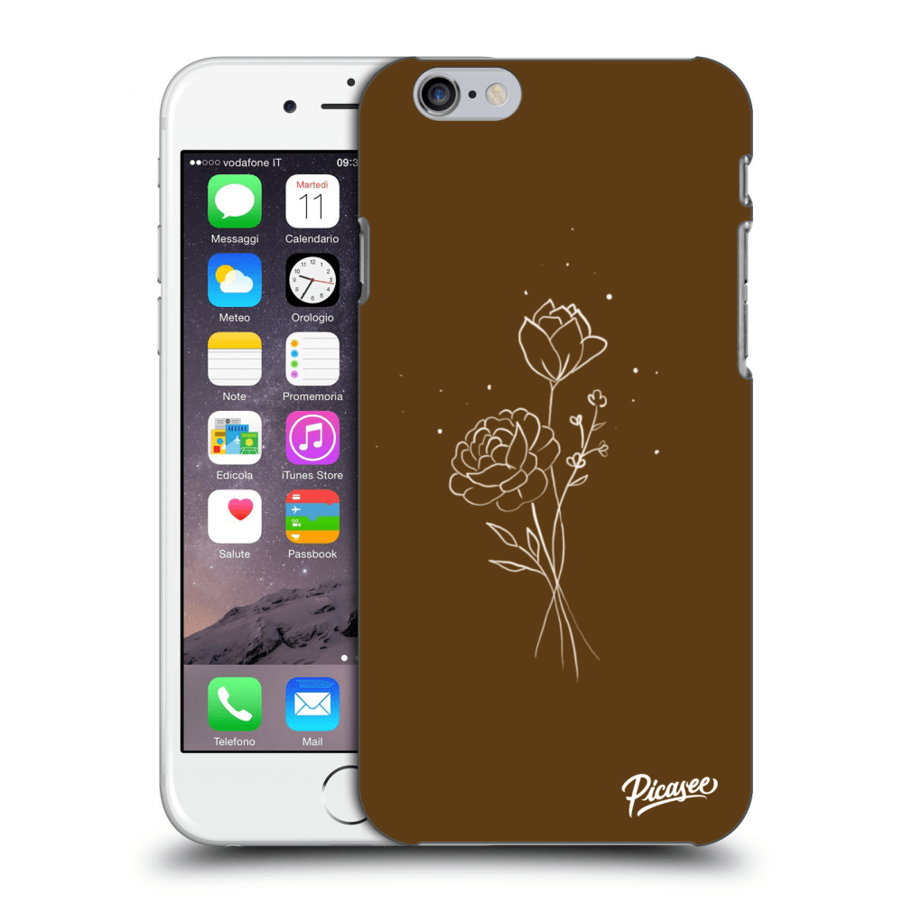 Picasee átlátszó szilikon tok az alábbi mobiltelefonokra Apple iPhone 6/6S - Brown flowers