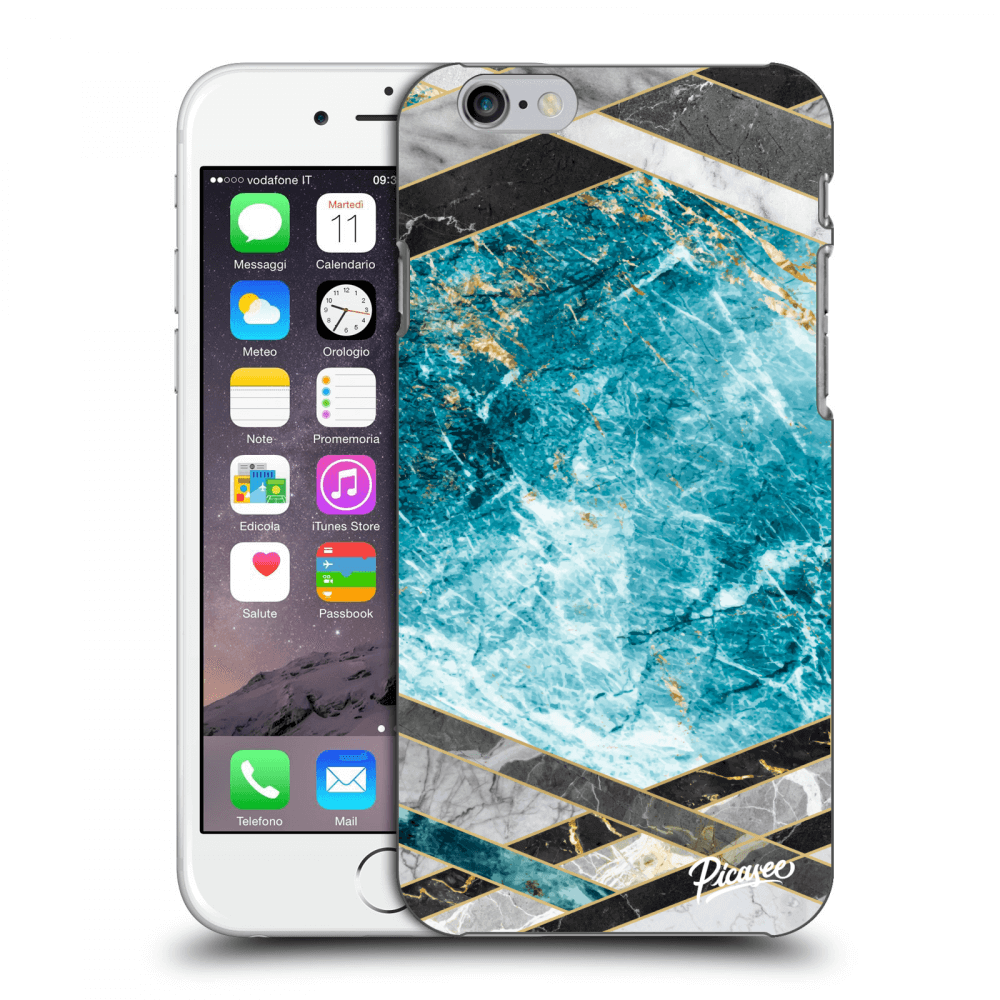 Picasee tejszínű szilikon tok az alábbi mobiltelefonokra Apple iPhone 6/6S - Blue geometry