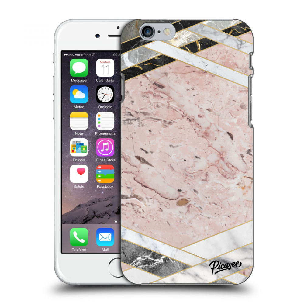 Picasee tejszínű szilikon tok az alábbi mobiltelefonokra Apple iPhone 6/6S - Pink geometry