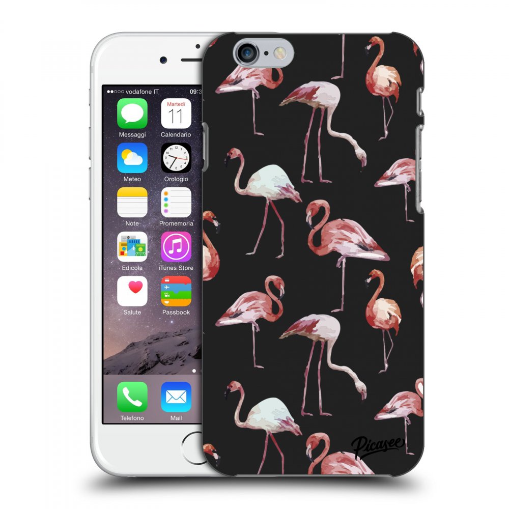 Picasee fekete szilikon tok az alábbi mobiltelefonokra Apple iPhone 6/6S - Flamingos