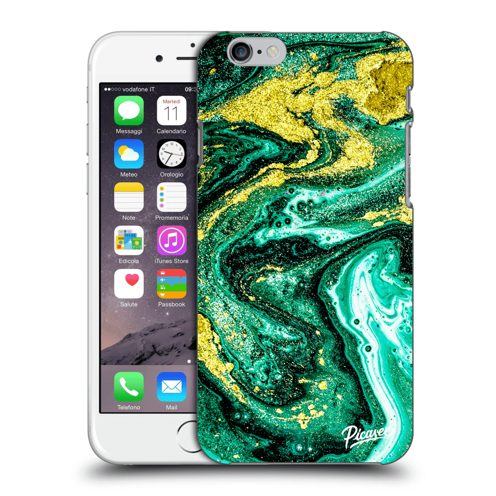 Picasee fekete szilikon tok az alábbi mobiltelefonokra Apple iPhone 6/6S - Green Gold