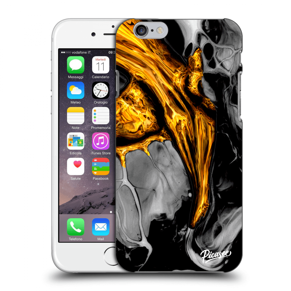 Picasee átlátszó szilikon tok az alábbi mobiltelefonokra Apple iPhone 6/6S - Black Gold