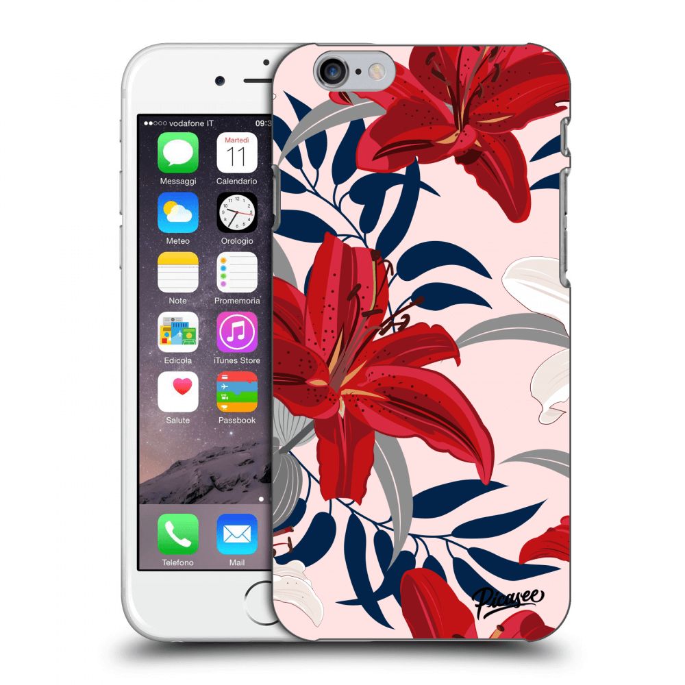 Picasee átlátszó szilikon tok az alábbi mobiltelefonokra Apple iPhone 6/6S - Red Lily