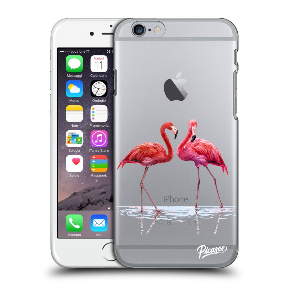 Picasee átlátszó szilikon tok az alábbi mobiltelefonokra Apple iPhone 6/6S - Flamingos couple
