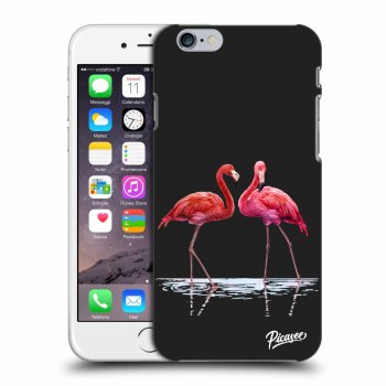 Picasee fekete szilikon tok az alábbi mobiltelefonokra Apple iPhone 6/6S - Flamingos couple