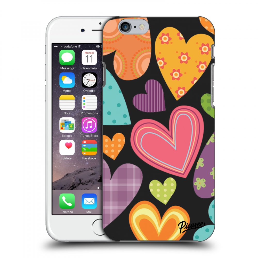 Picasee fekete szilikon tok az alábbi mobiltelefonokra Apple iPhone 6/6S - Colored heart