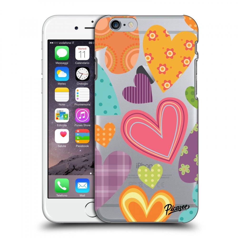 Picasee műanyag átlátszó tok az alábbi mobiltelefonokra Apple iPhone 6/6S - Colored heart