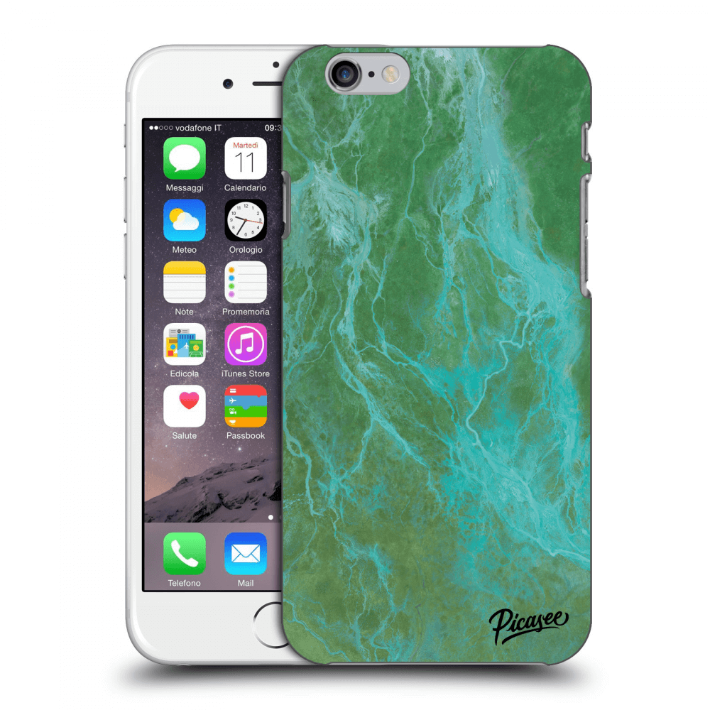 Picasee tejszínű szilikon tok az alábbi mobiltelefonokra Apple iPhone 6/6S - Green marble