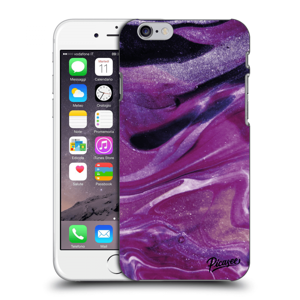 Picasee fekete szilikon tok az alábbi mobiltelefonokra Apple iPhone 6/6S - Purple glitter