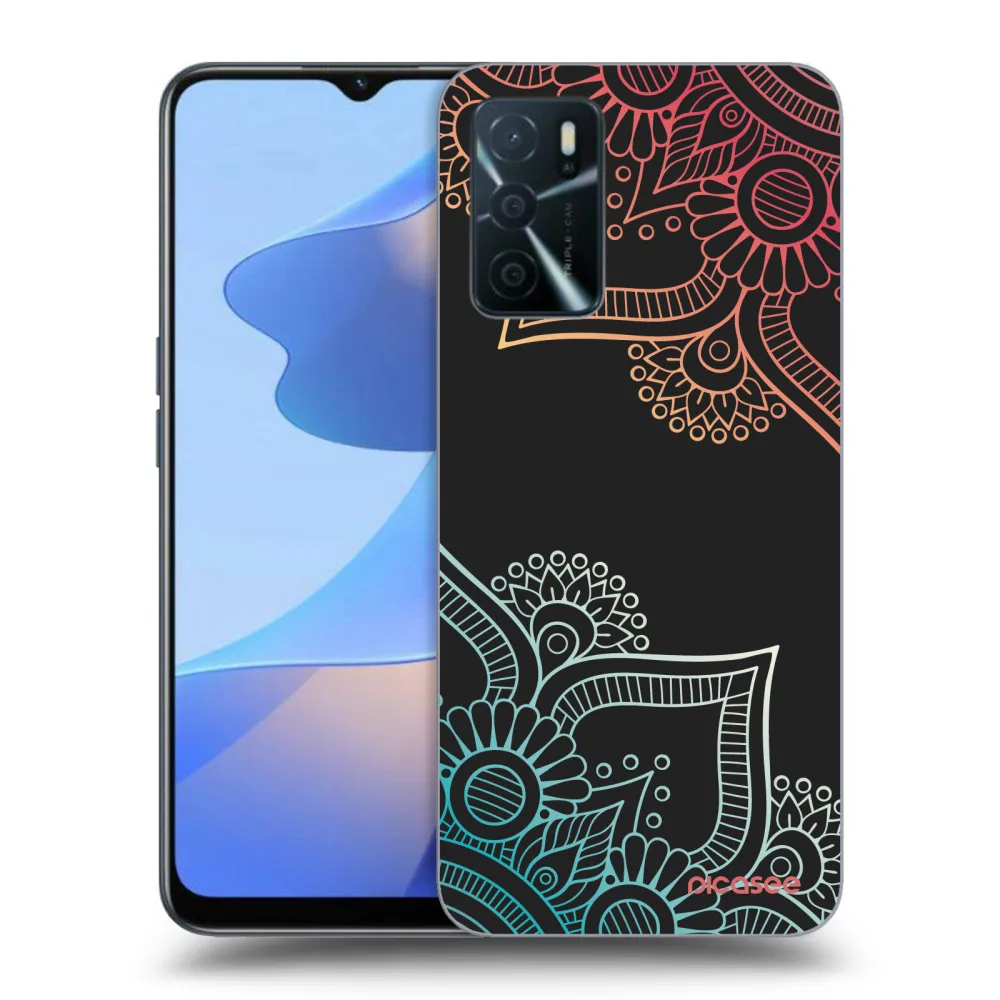 Picasee fekete szilikon tok az alábbi mobiltelefonokra OPPO A16s - Flowers pattern