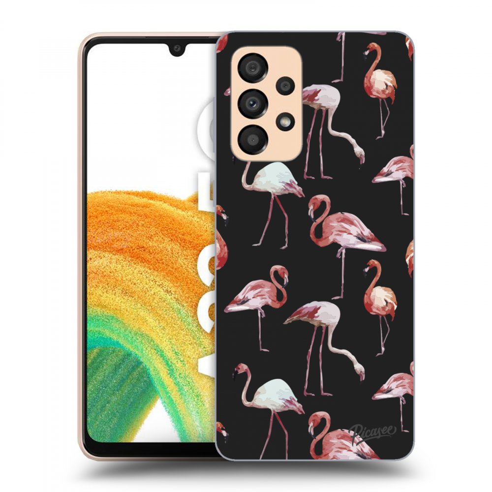 Picasee fekete szilikon tok az alábbi mobiltelefonokra Samsung Galaxy A33 5G A336 - Flamingos