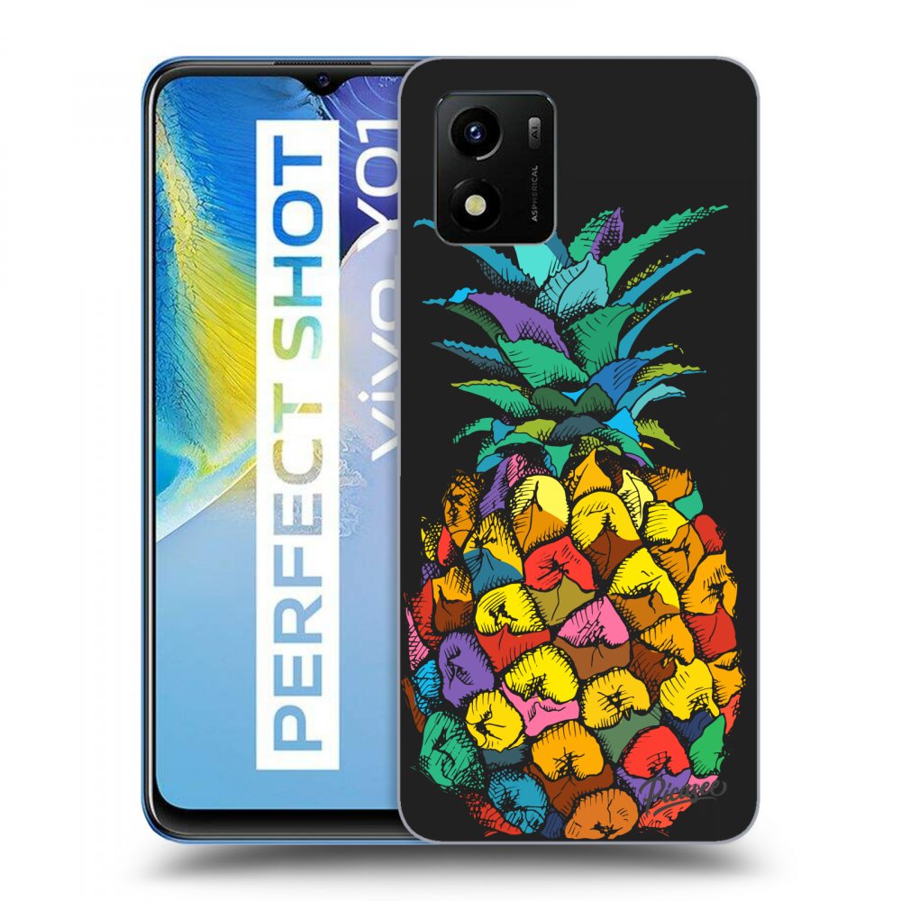 Picasee fekete szilikon tok az alábbi mobiltelefonokra Vivo Y01 - Pineapple