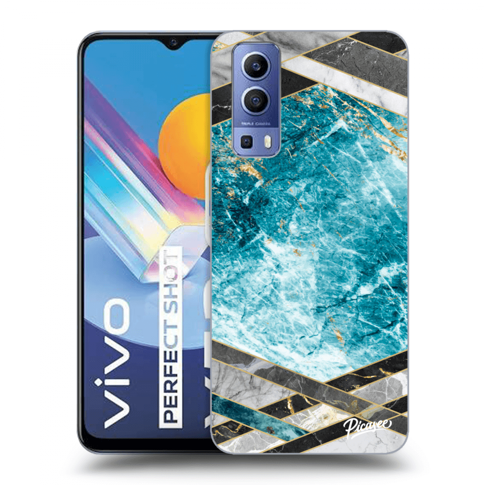 Picasee fekete szilikon tok az alábbi mobiltelefonokra Vivo Y52 5G - Blue geometry