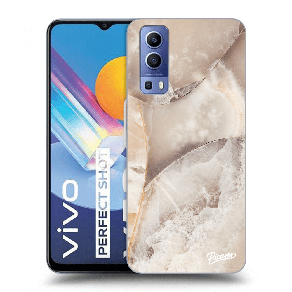 Picasee fekete szilikon tok az alábbi mobiltelefonokra Vivo Y52 5G - Cream marble