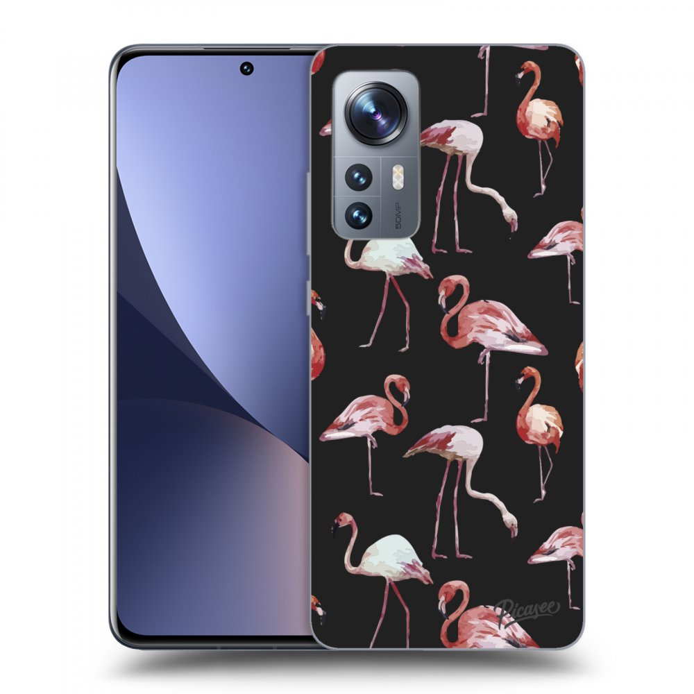 Picasee fekete szilikon tok az alábbi mobiltelefonokra Xiaomi 12X - Flamingos