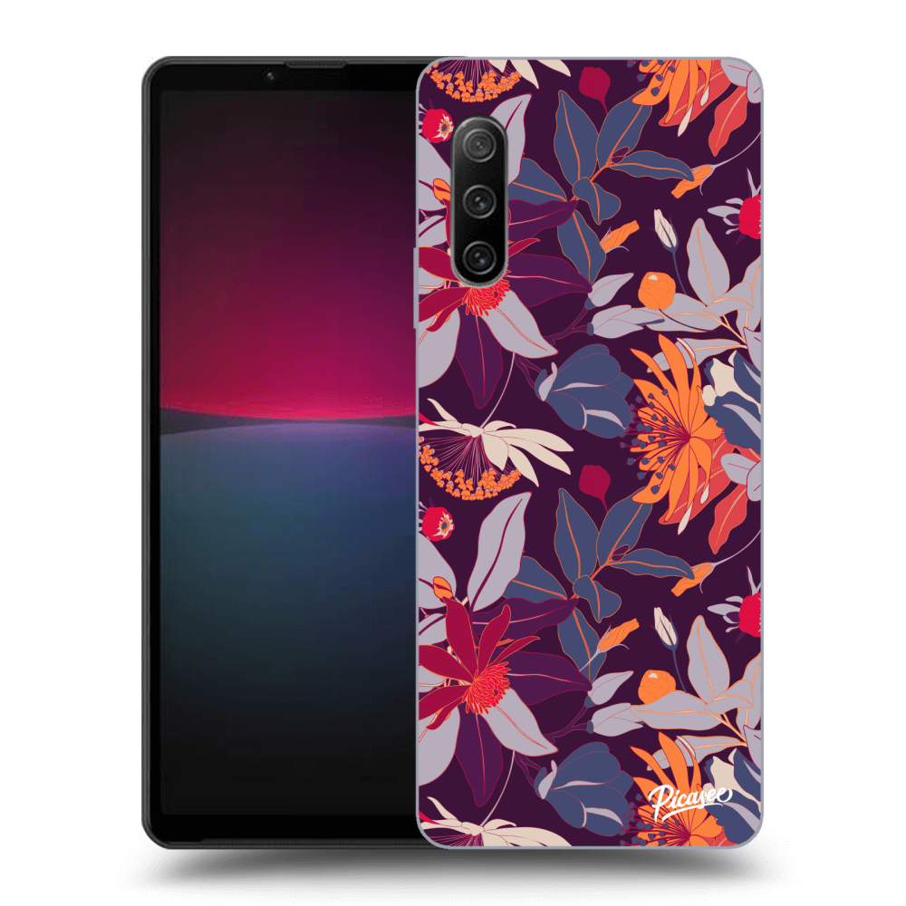 Picasee fekete szilikon tok az alábbi mobiltelefonokra Sony Xperia 10 IV 5G - Purple Leaf