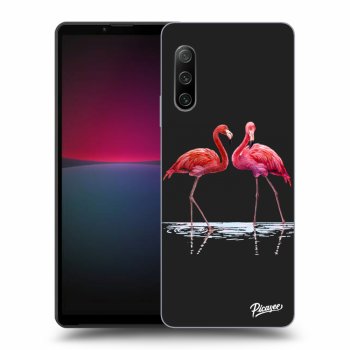 Picasee fekete szilikon tok az alábbi mobiltelefonokra Sony Xperia 10 IV 5G - Flamingos couple