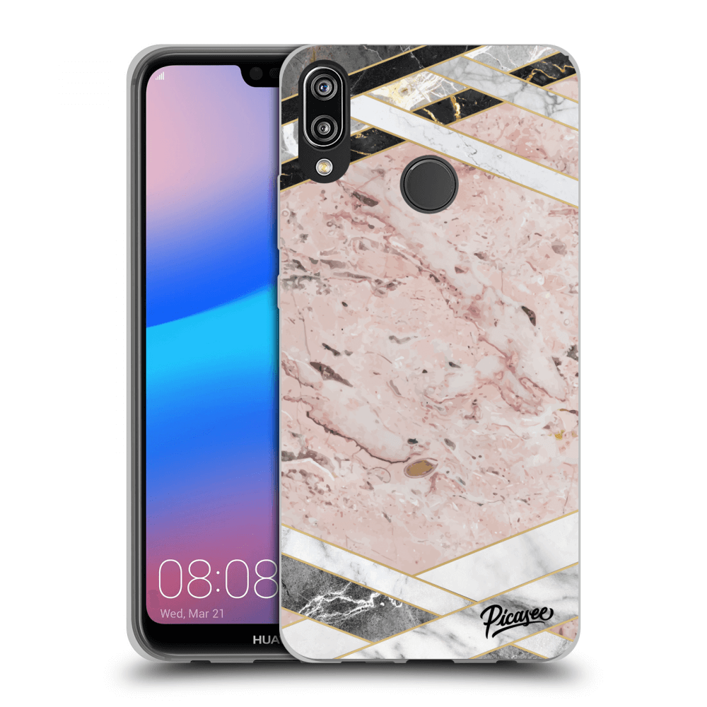 Picasee átlátszó szilikon tok az alábbi mobiltelefonokra Huawei P20 Lite - Pink geometry