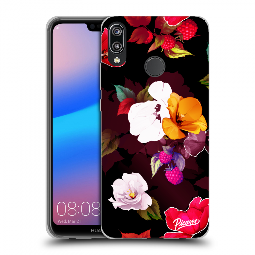 Picasee átlátszó szilikon tok az alábbi mobiltelefonokra Huawei P20 Lite - Flowers and Berries