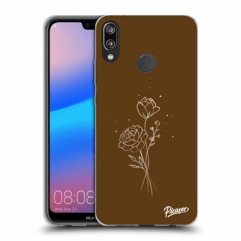 Picasee fekete szilikon tok az alábbi mobiltelefonokra Huawei P20 Lite - Brown flowers
