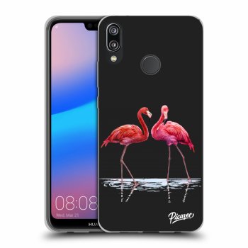 Picasee fekete szilikon tok az alábbi mobiltelefonokra Huawei P20 Lite - Flamingos couple