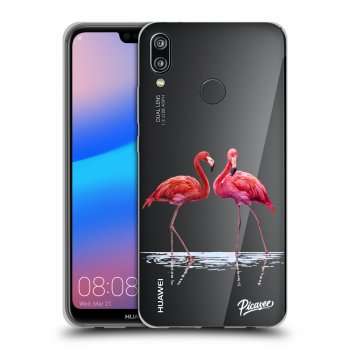 Picasee átlátszó szilikon tok az alábbi mobiltelefonokra Huawei P20 Lite - Flamingos couple