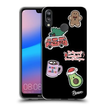 Picasee fekete szilikon tok az alábbi mobiltelefonokra Huawei P20 Lite - Christmas Stickers