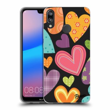 Picasee fekete szilikon tok az alábbi mobiltelefonokra Huawei P20 Lite - Colored heart