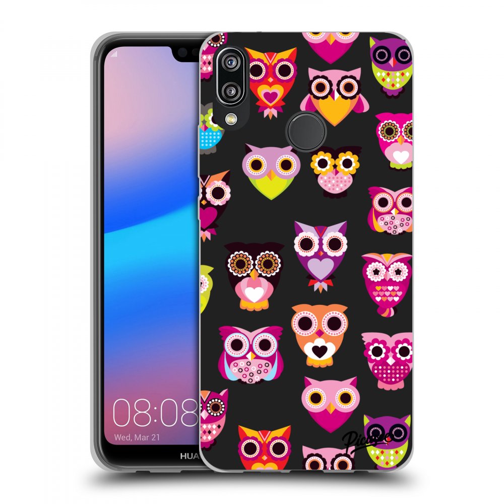 Picasee fekete szilikon tok az alábbi mobiltelefonokra Huawei P20 Lite - Owls