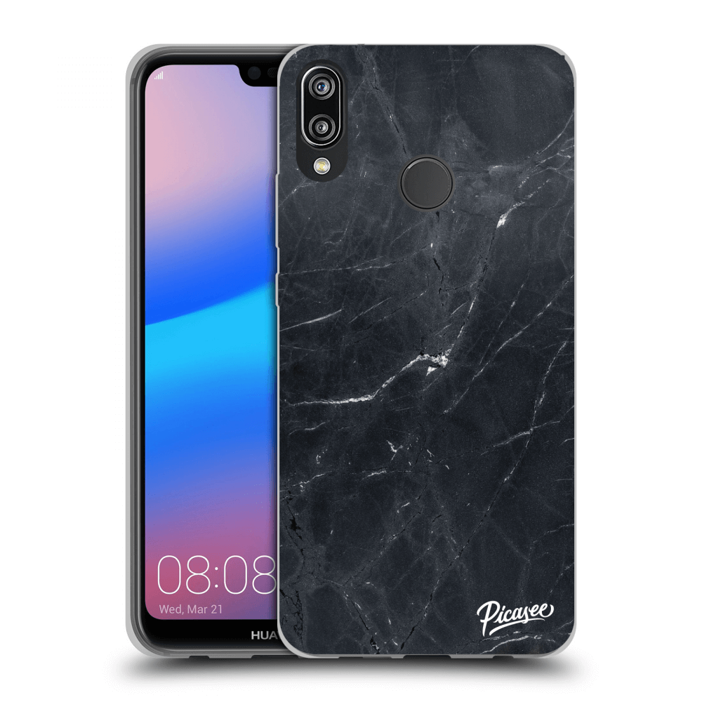 Picasee átlátszó szilikon tok az alábbi mobiltelefonokra Huawei P20 Lite - Black marble