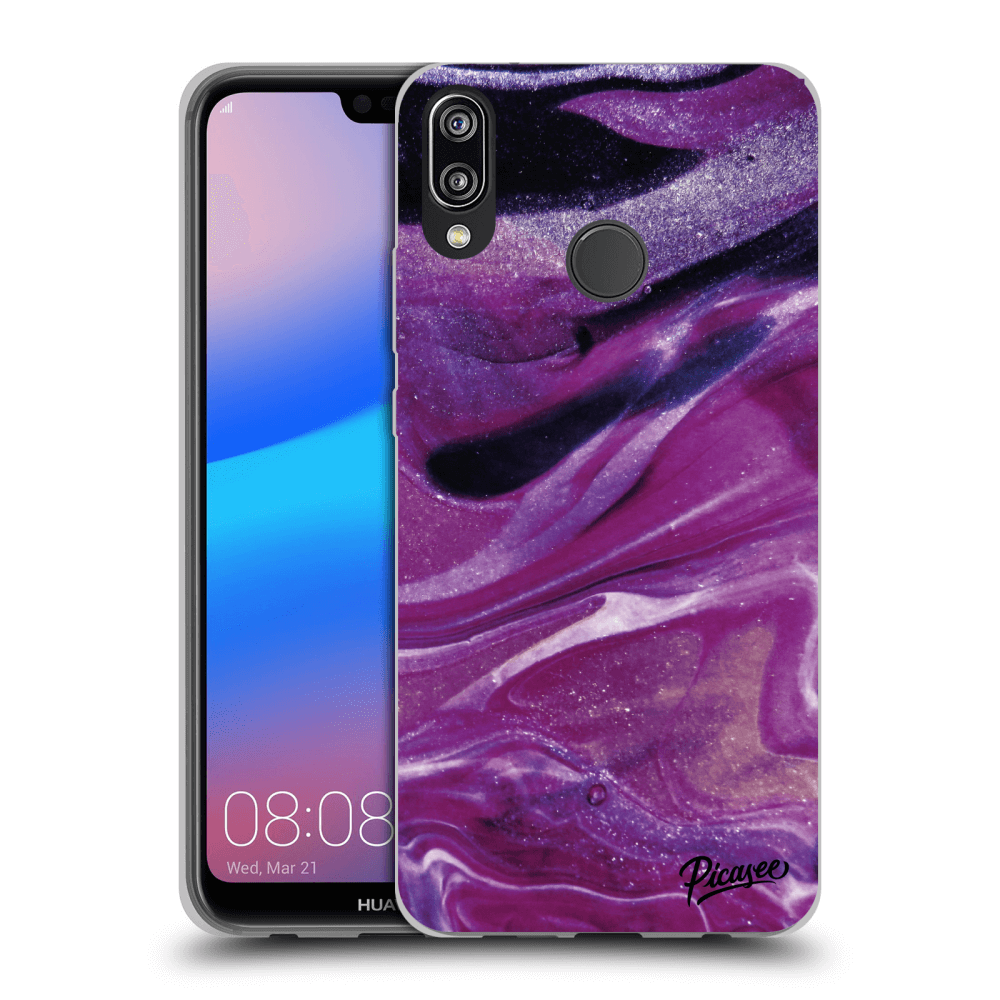 Picasee fekete szilikon tok az alábbi mobiltelefonokra Huawei P20 Lite - Purple glitter