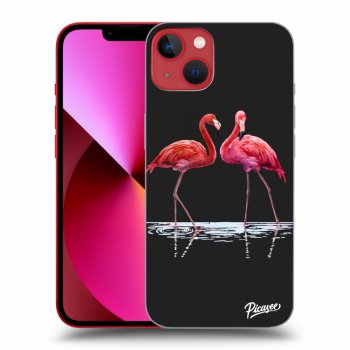 Picasee fekete szilikon tok az alábbi mobiltelefonokra Apple iPhone 14 Plus - Flamingos couple