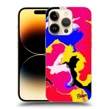 Picasee fekete szilikon tok az alábbi mobiltelefonokra Apple iPhone 14 Pro - Watercolor