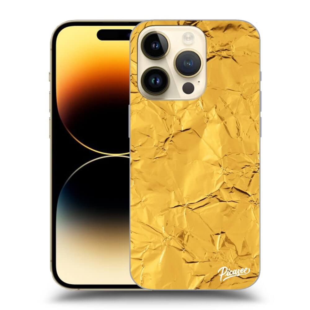 Picasee átlátszó szilikon tok az alábbi mobiltelefonokra Apple iPhone 14 Pro - Gold