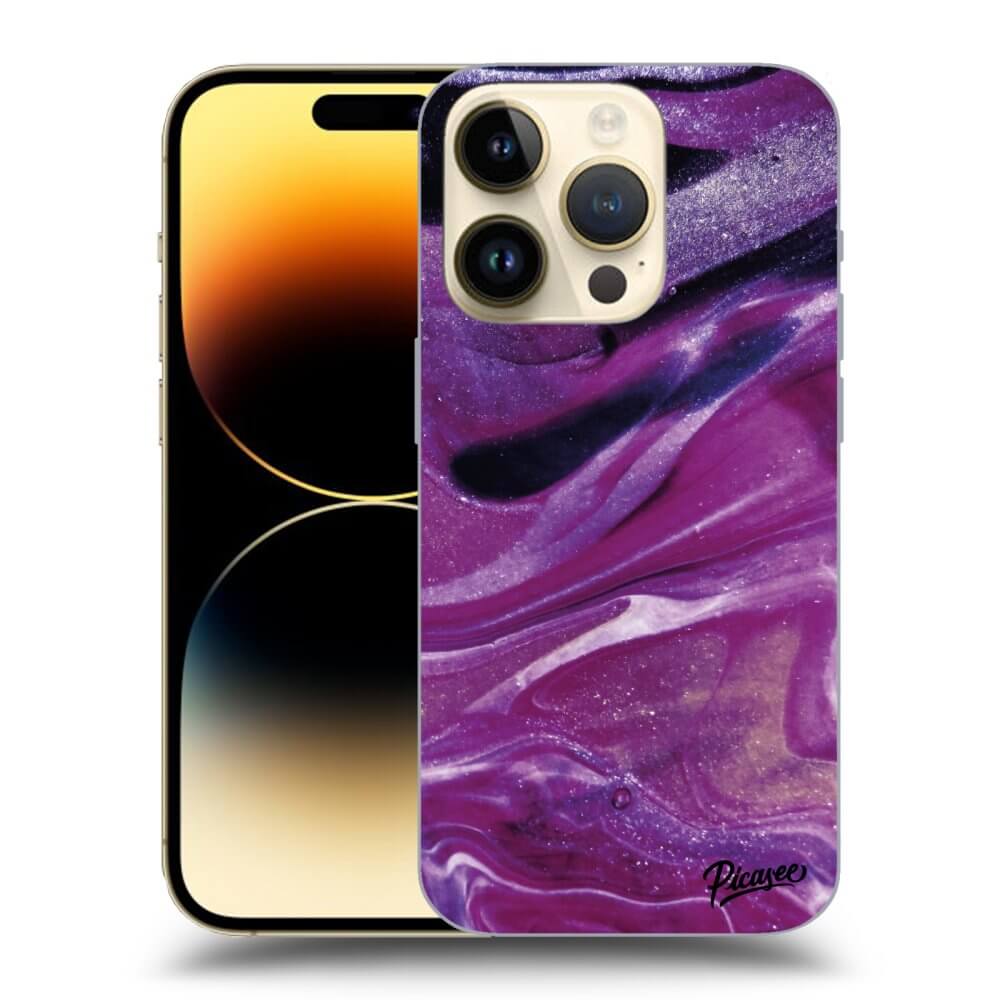 Picasee fekete szilikon tok az alábbi mobiltelefonokra Apple iPhone 14 Pro - Purple glitter