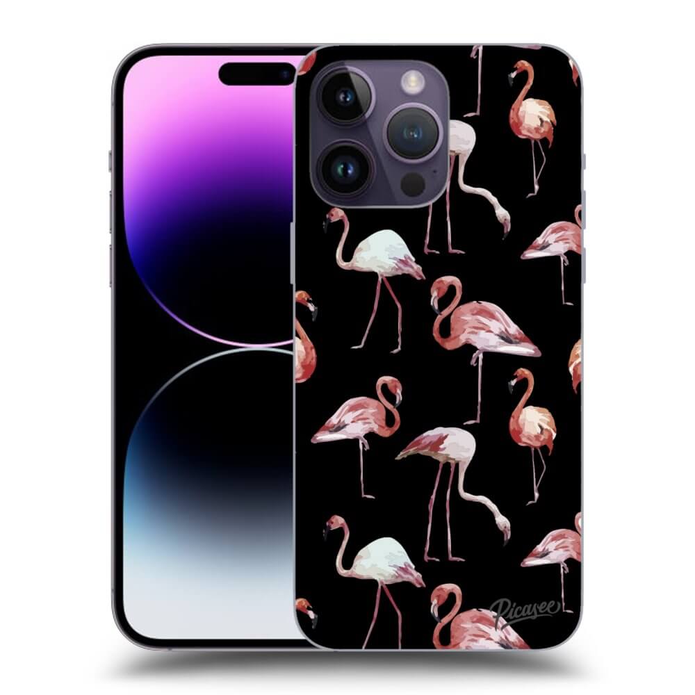 Picasee fekete szilikon tok az alábbi mobiltelefonokra Apple iPhone 14 Pro Max - Flamingos