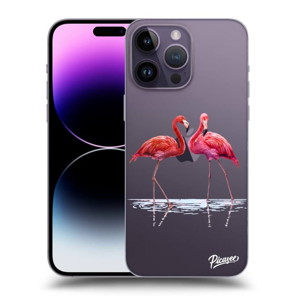 Picasee átlátszó szilikon tok az alábbi mobiltelefonokra Apple iPhone 14 Pro Max - Flamingos couple