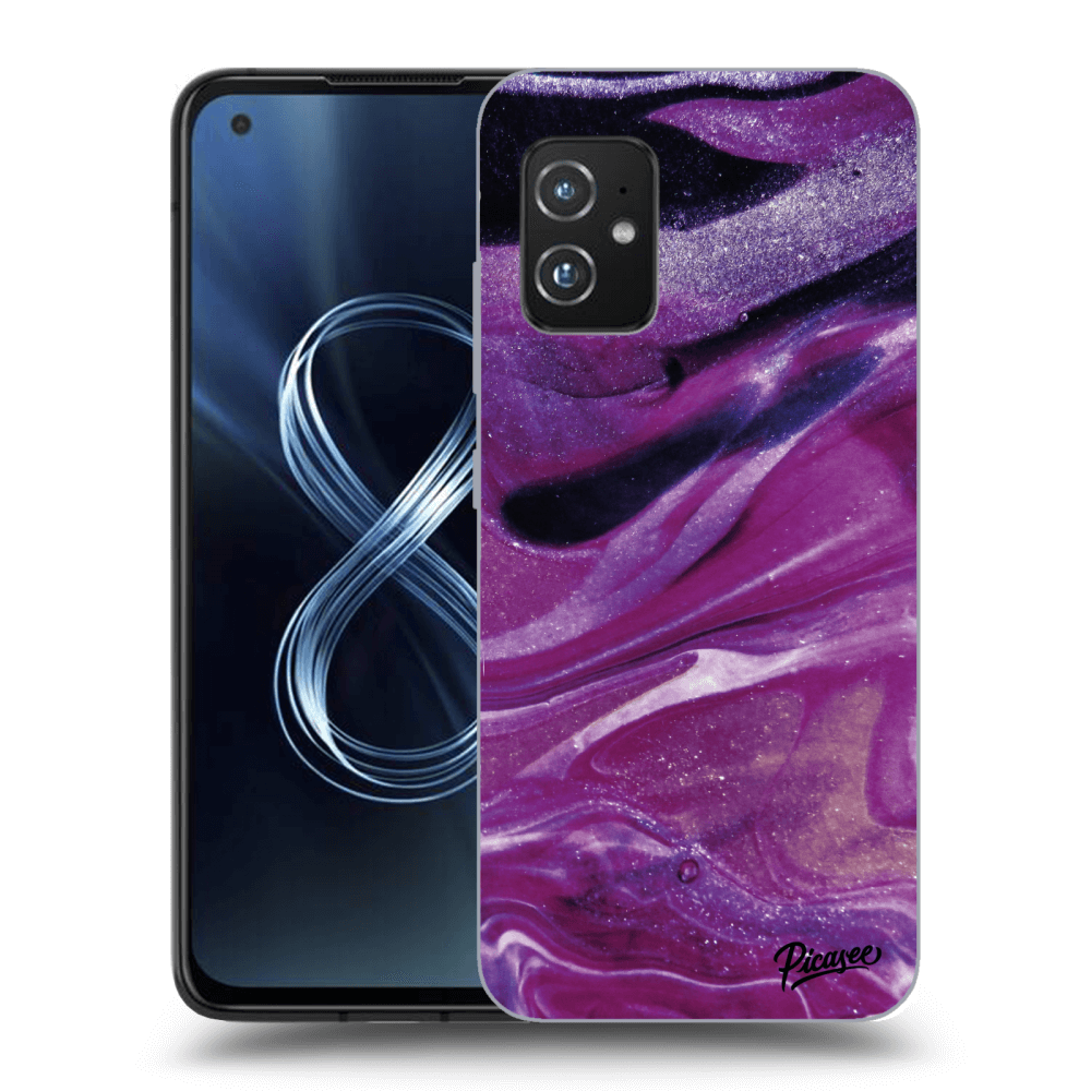 Picasee átlátszó szilikon tok az alábbi mobiltelefonokra Asus Zenfone 8 ZS590KS - Purple glitter