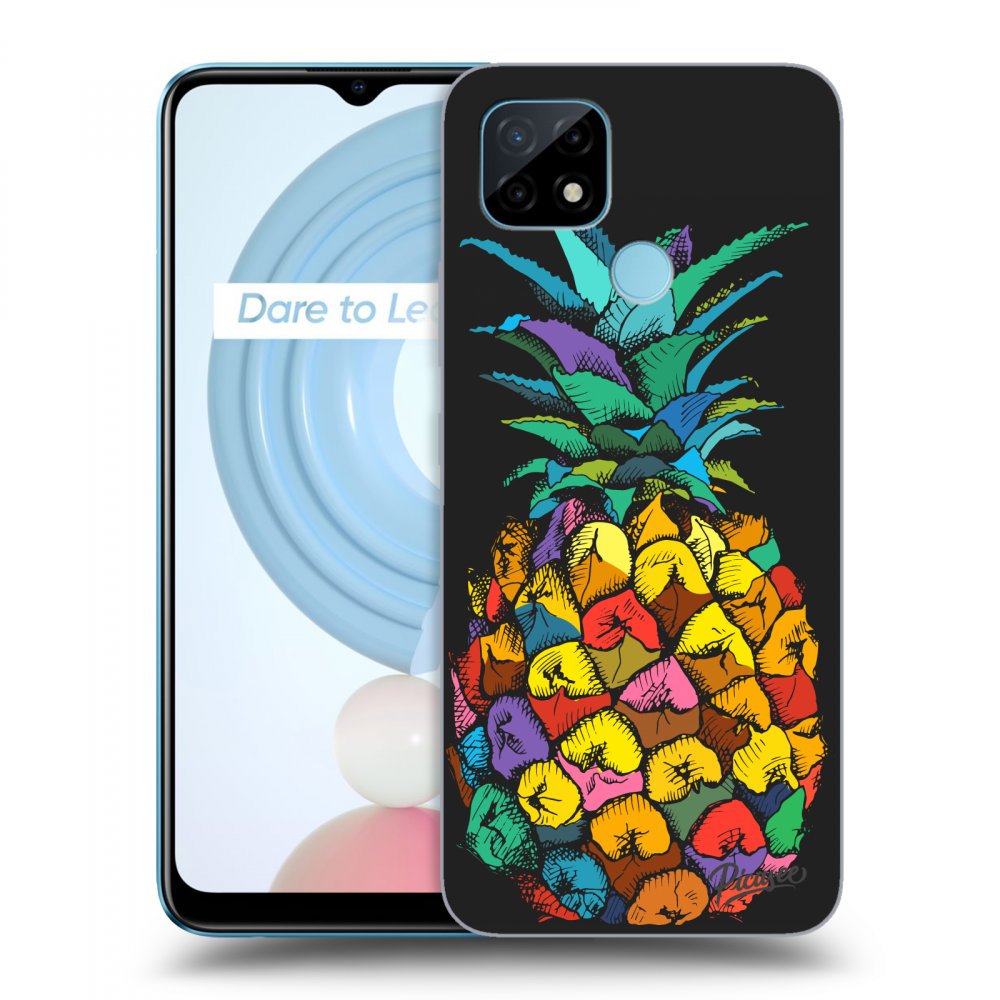 Picasee fekete szilikon tok az alábbi mobiltelefonokra Realme C21Y - Pineapple